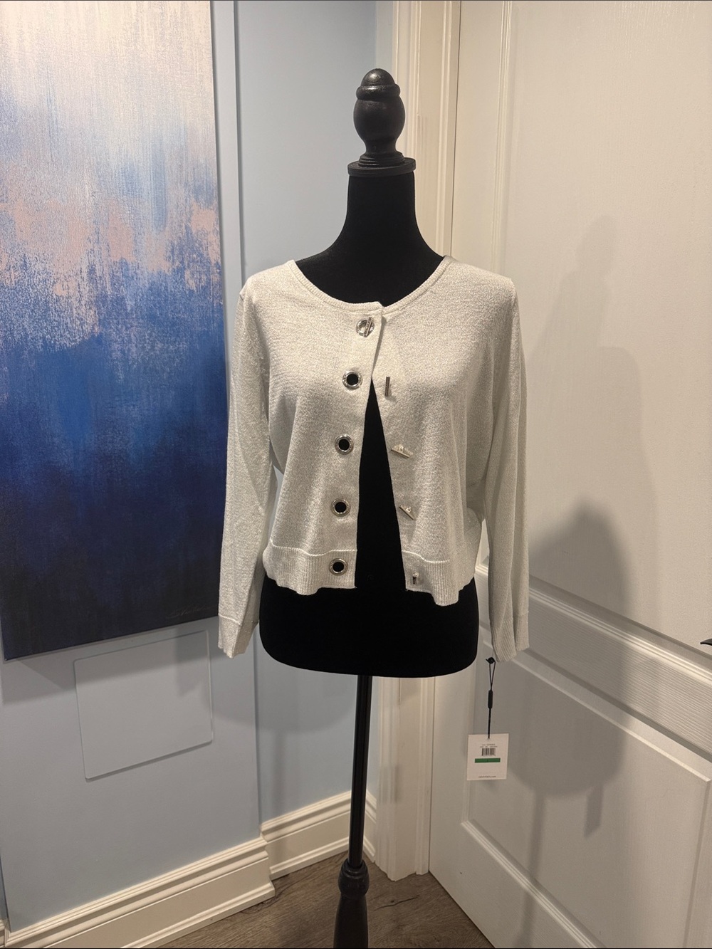 Calvin Klein Light Gray Button-Front Cardigan